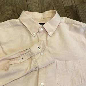 Untuckit Button Shirt Men Large Peach Picardan Slim Fit Wrinkle Free Long Sleeve